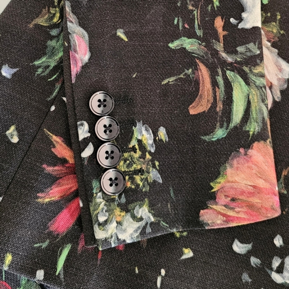 Robert Graham Penelope Black Floral Women's One Button Lined Pockets Blazer 6 - Picture 9 of 13